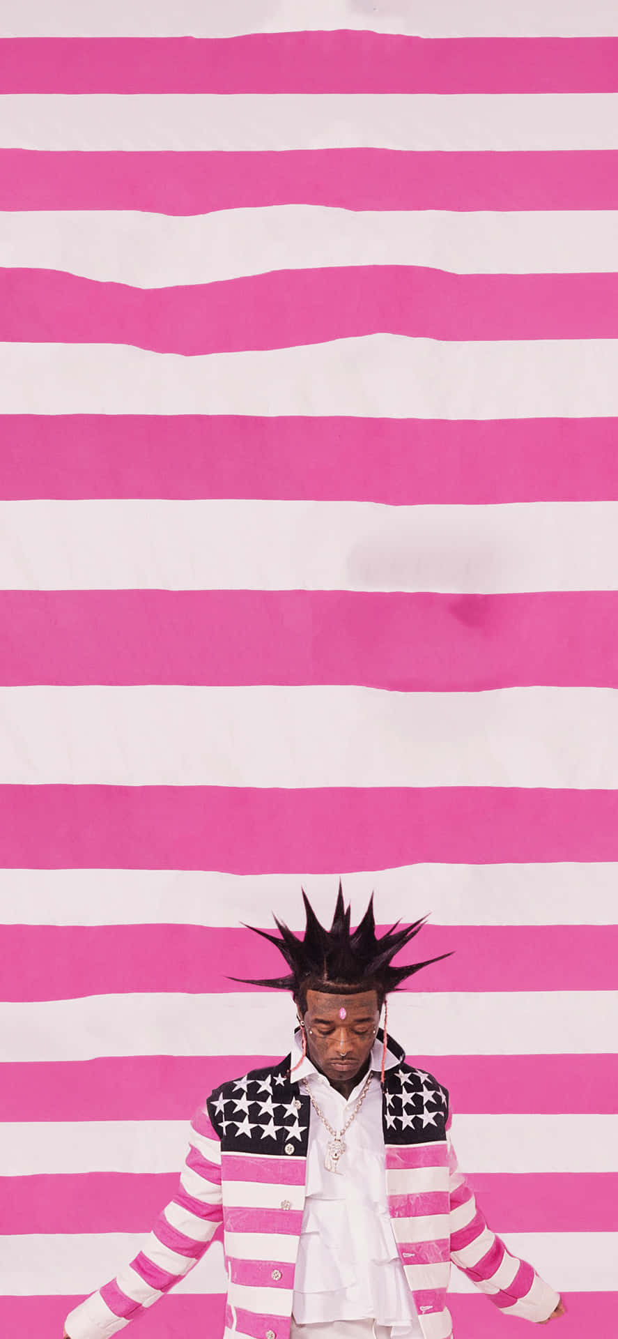 Punk Inspired Fashion Against Pink Stripes Wallpaper
