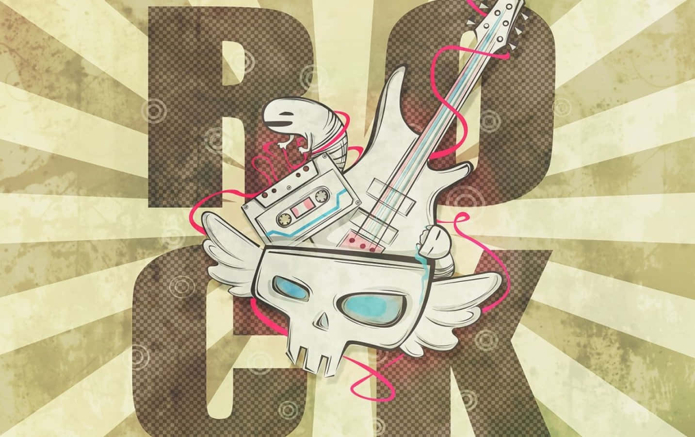 A Rock Poster With A Guitar And A Skull Wallpaper