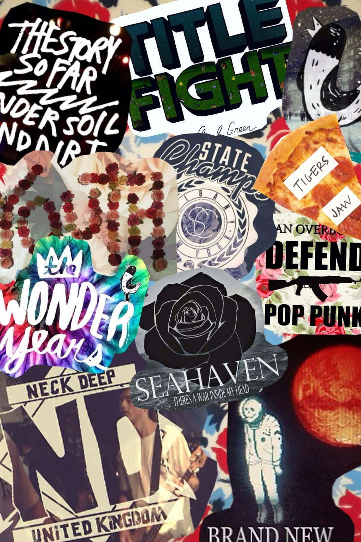 pop punk band logo collage