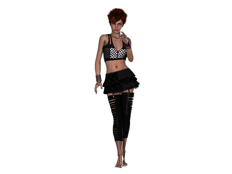 Punk_ Style_ Animated_ Woman PNG