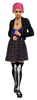 Punk Style Womanwith Prosthetic Legs PNG