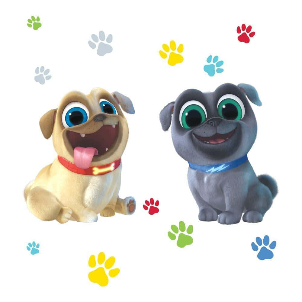 Two Pugs Puppy Dog Pals Wallpaper