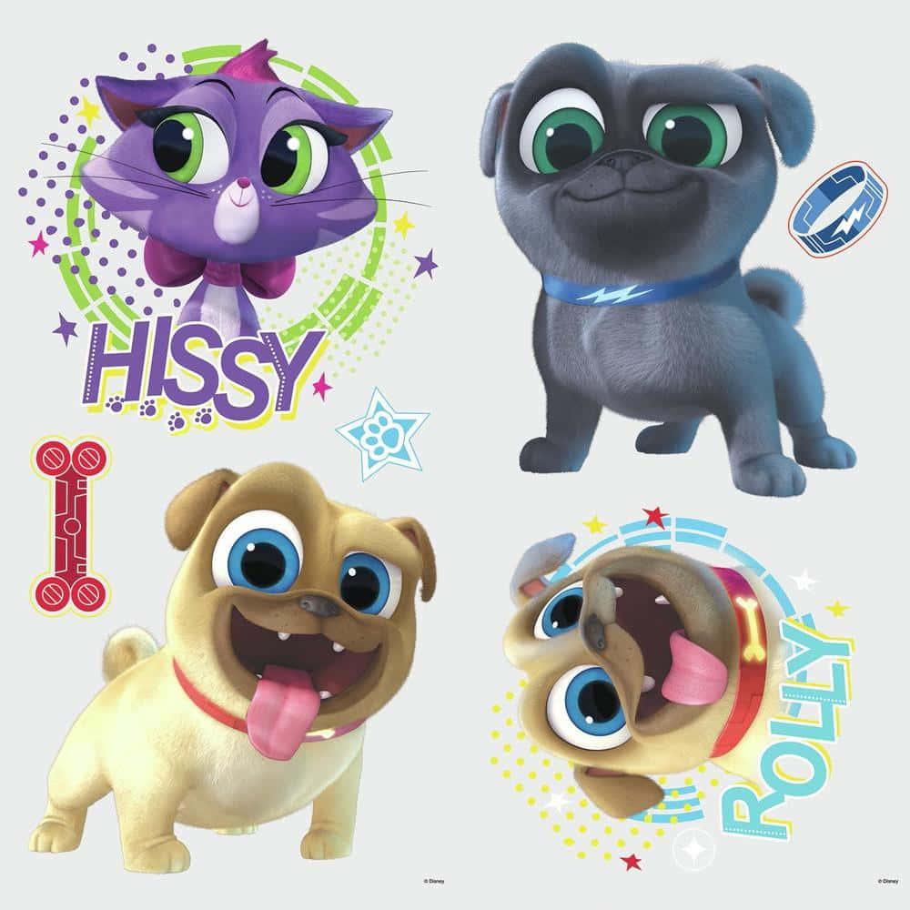 Puppy Dog Pals Four Stickers Wallpaper