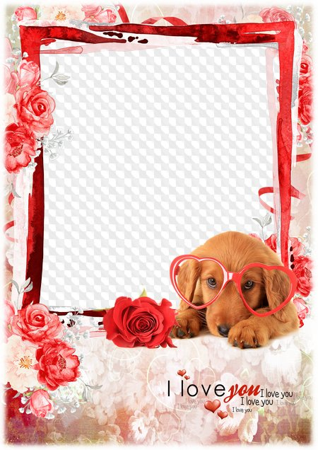 Puppy Love Photo Frame Template PNG