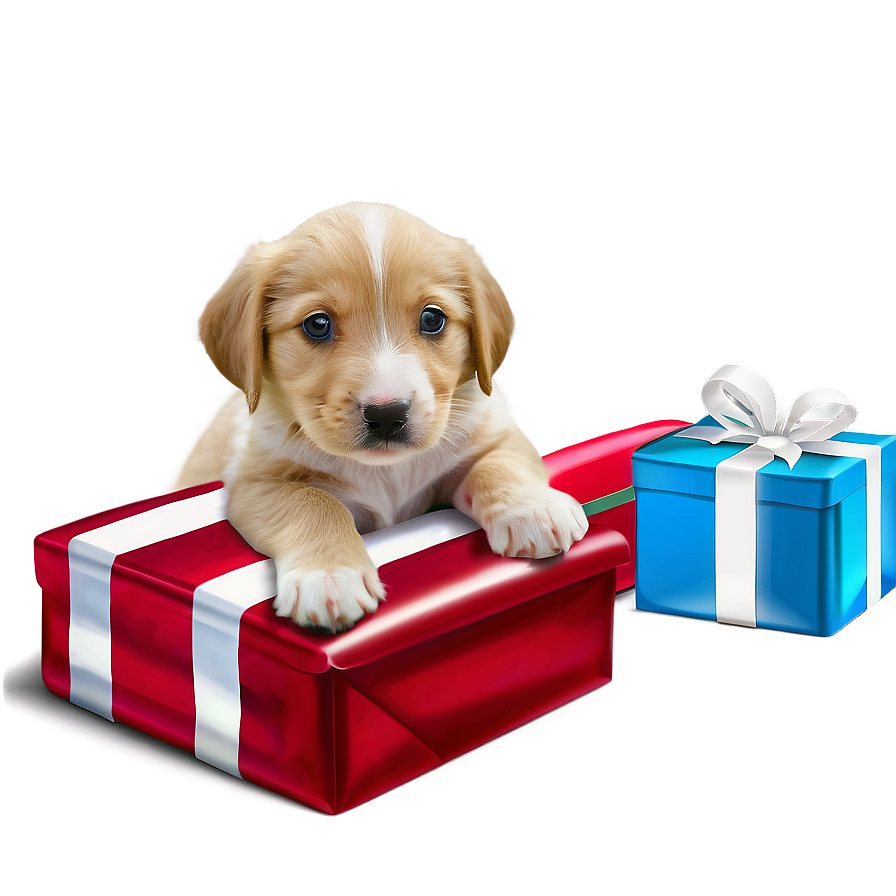 Puppy With Presents Png Mrw63 PNG