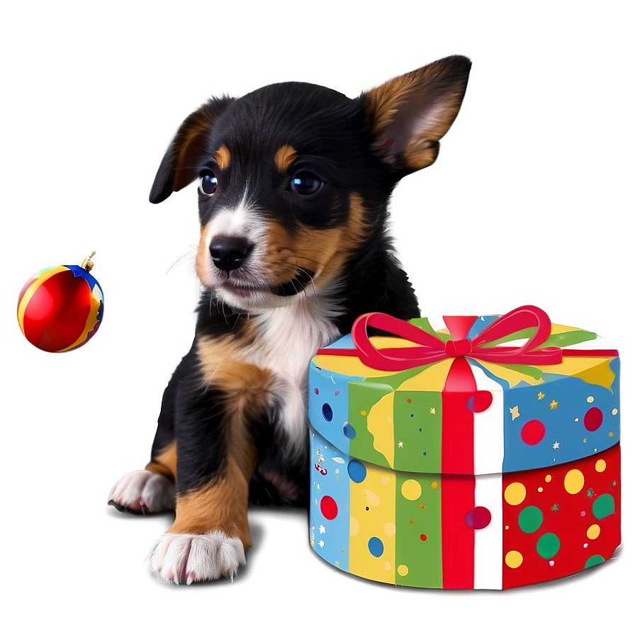 Puppy With Presents Png Nlv PNG