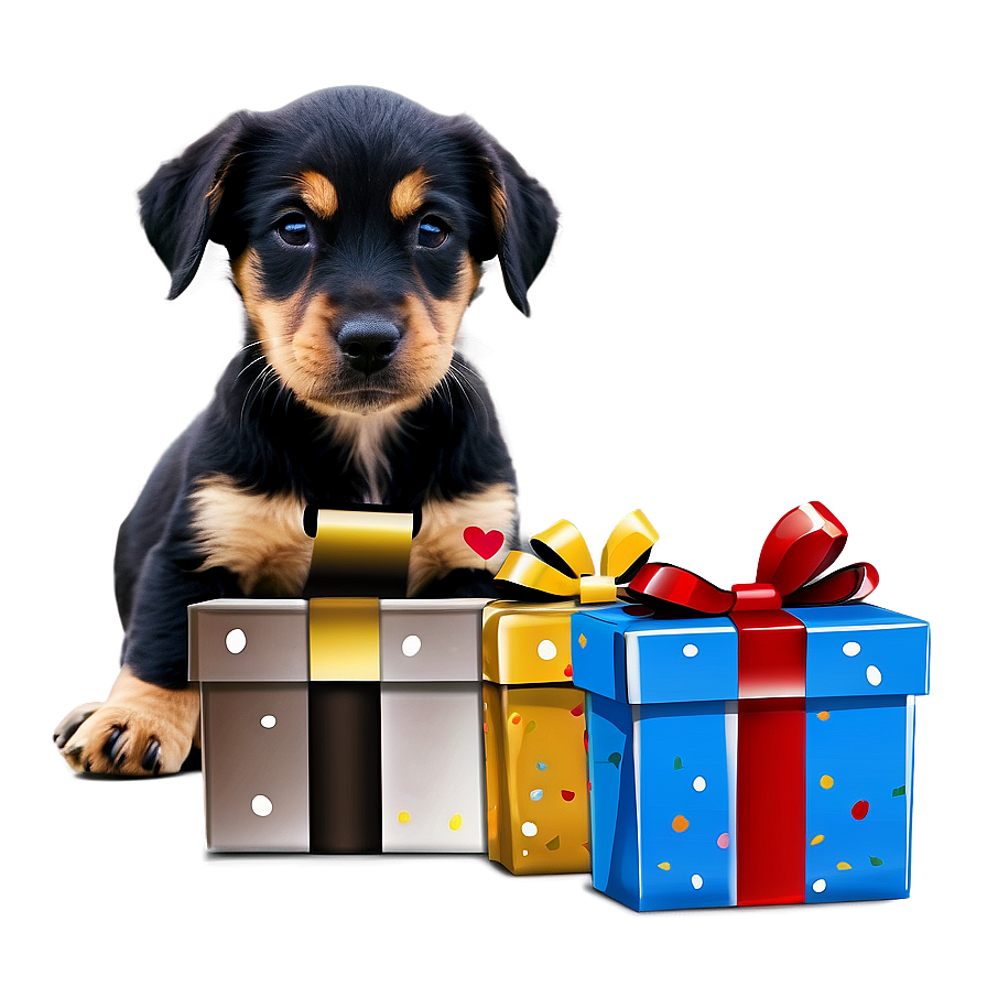 Puppy With Presents Png Vru92 PNG