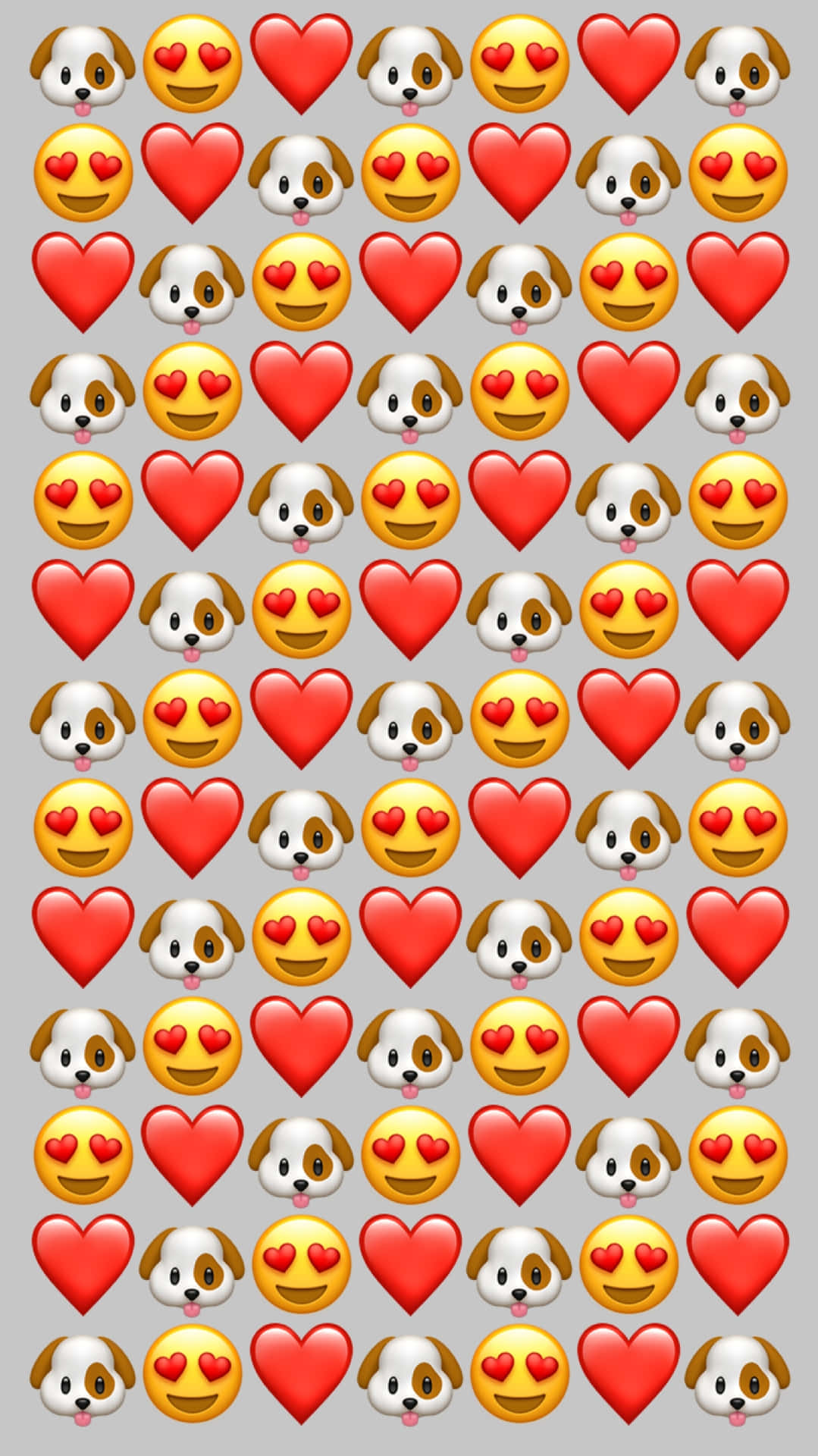 Puppyand Heart Emoji Pattern Wallpaper