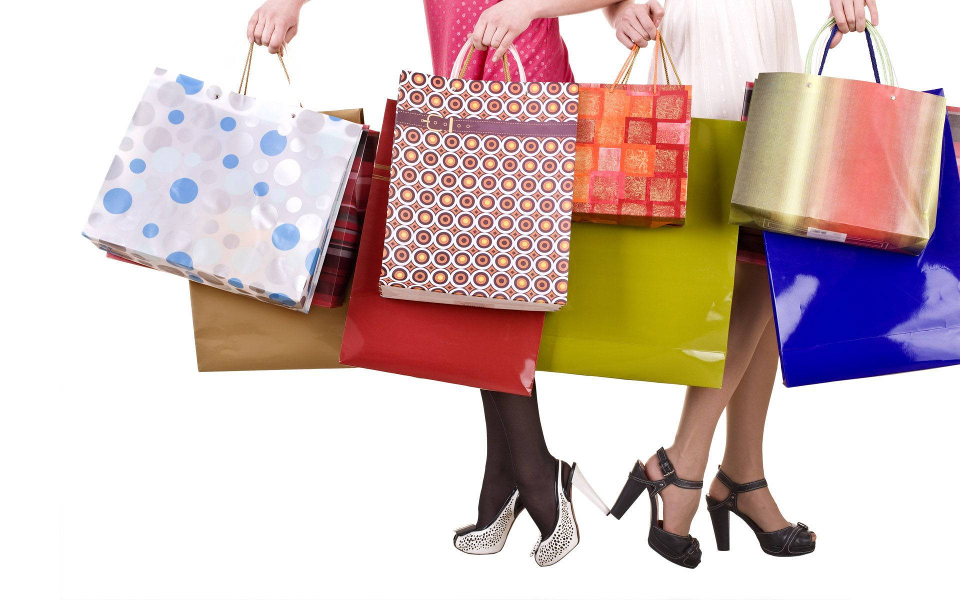 Purchase With Colorful Bags Background