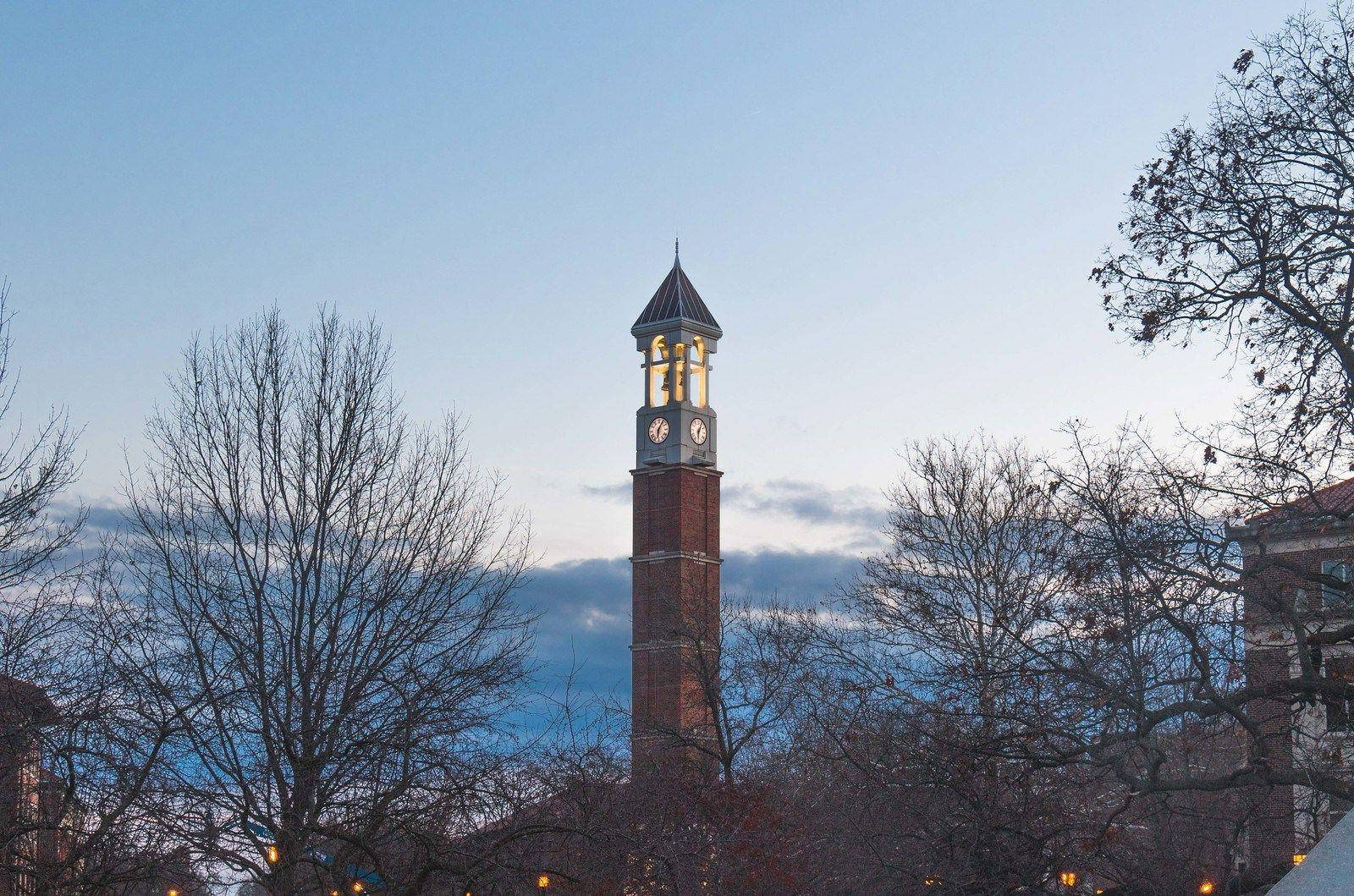 Purdue University Bell Tower At Sundown Wallpaper