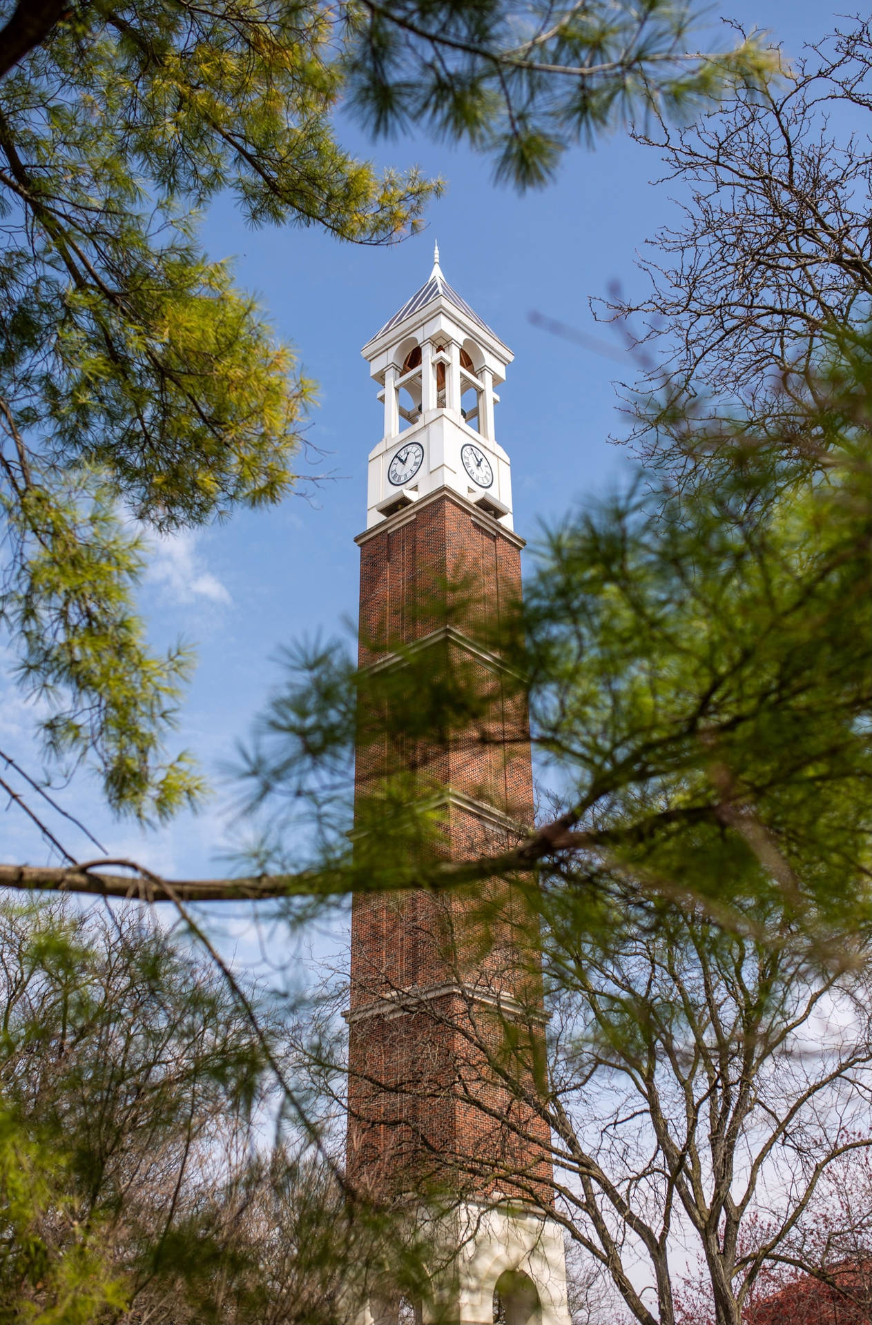Purdue University Bell Tower With Trees Wallpaper
