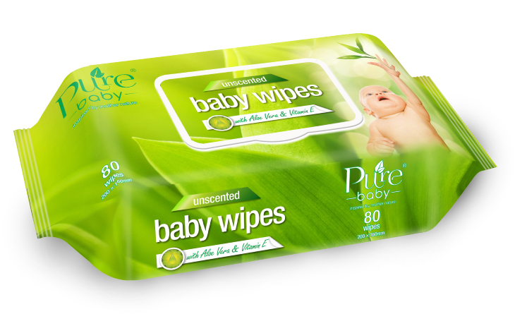 Pure Baby Unscented Wipes Packaging PNG