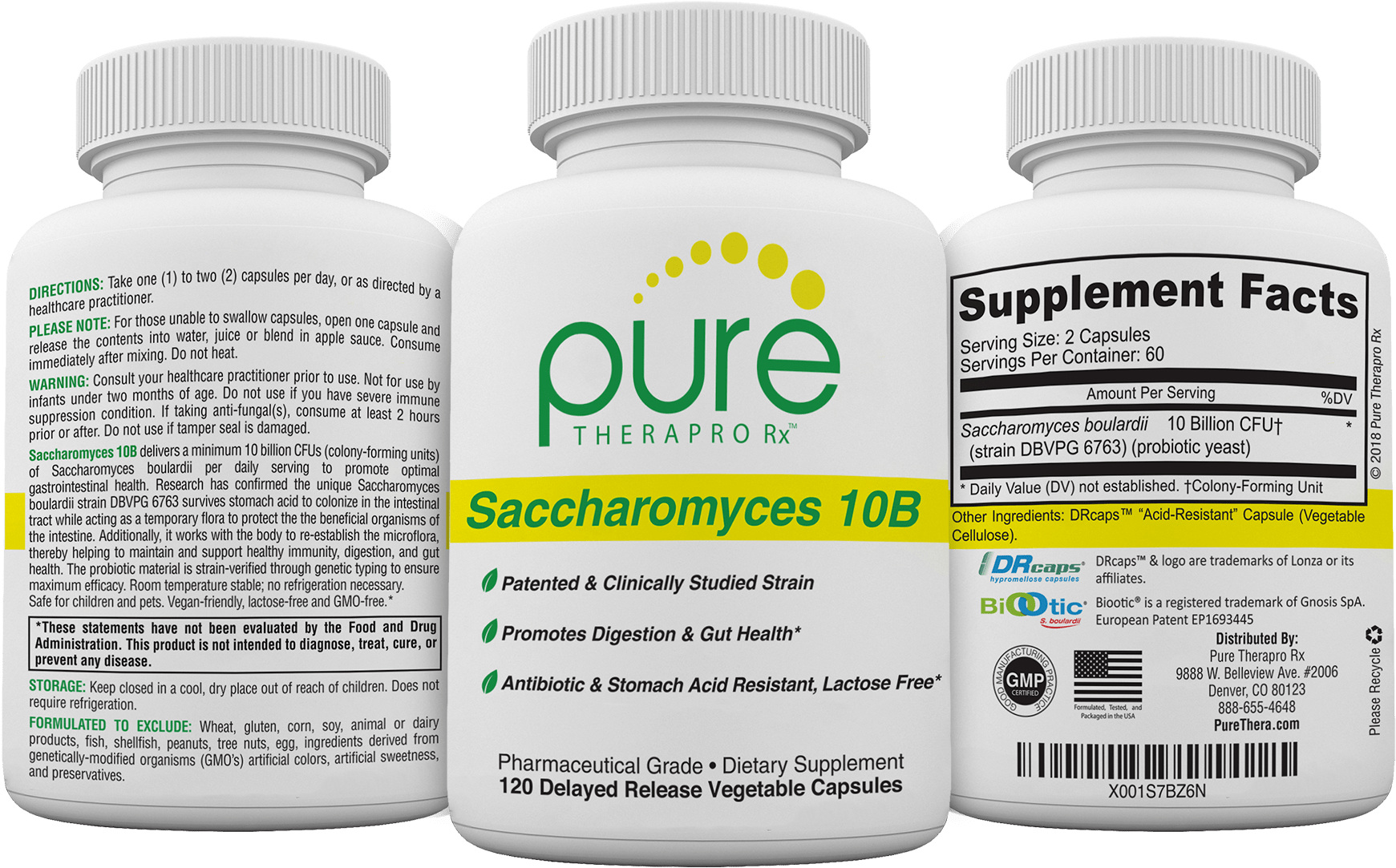 Pure Therapro Rx Saccharomyces10 B Pill Bottle PNG