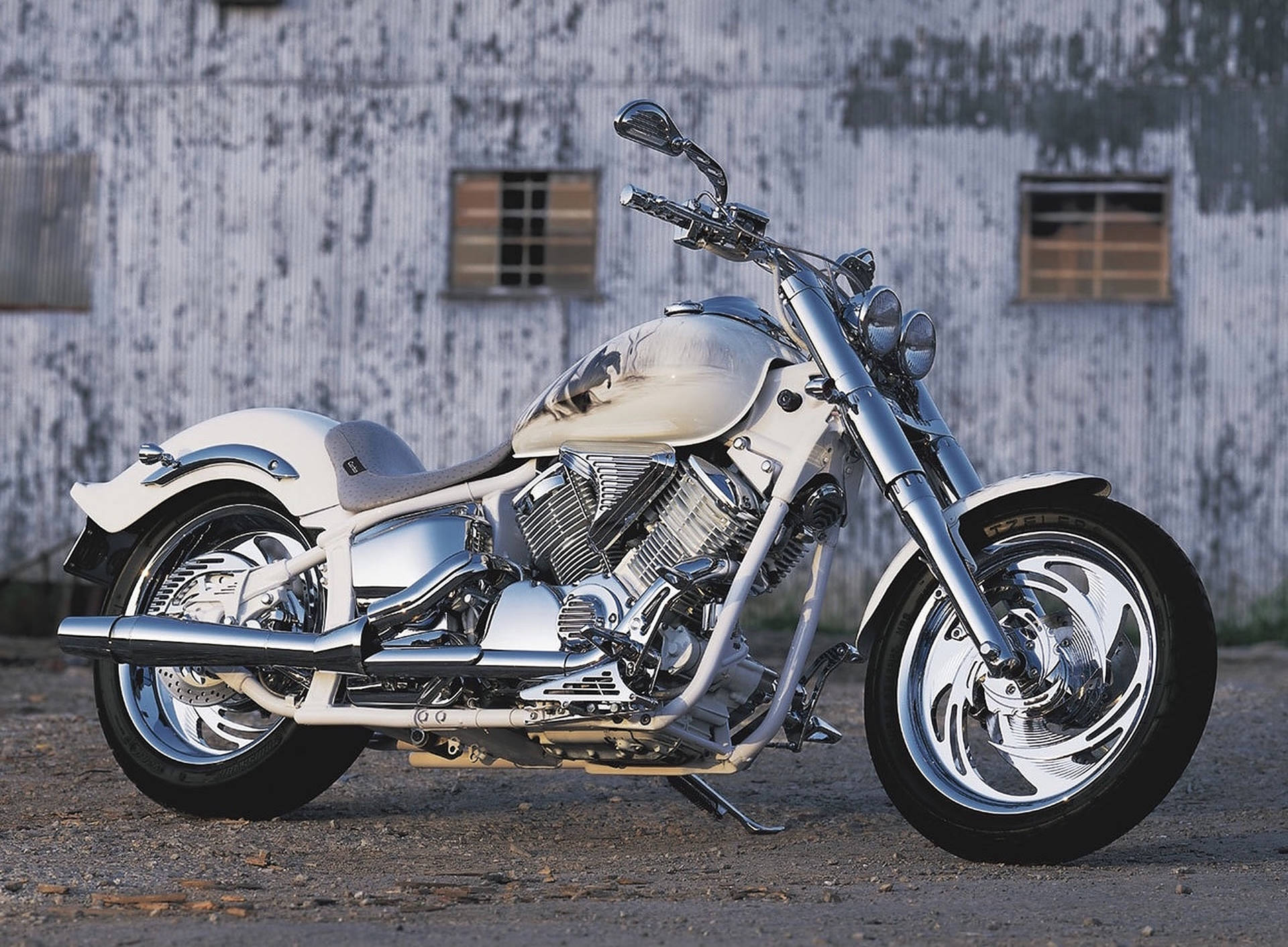 Pure White Chopper Motorcycle Wallpaper