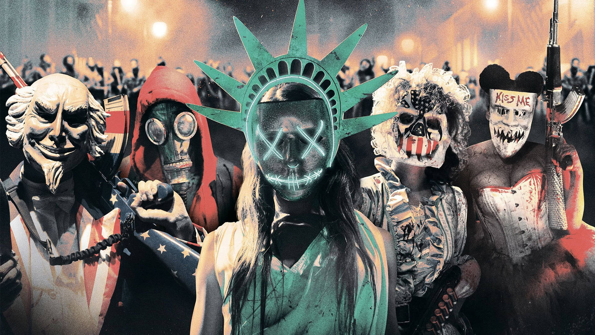 Caption: Unleash the Fear with Purge Election Year Mask Wallpaper