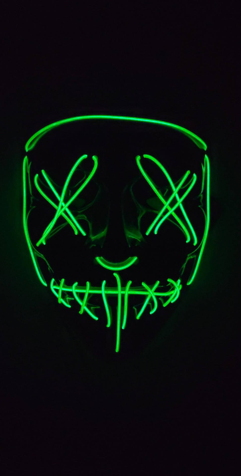 Glowing Neon Green Purge Mask Wallpaper
