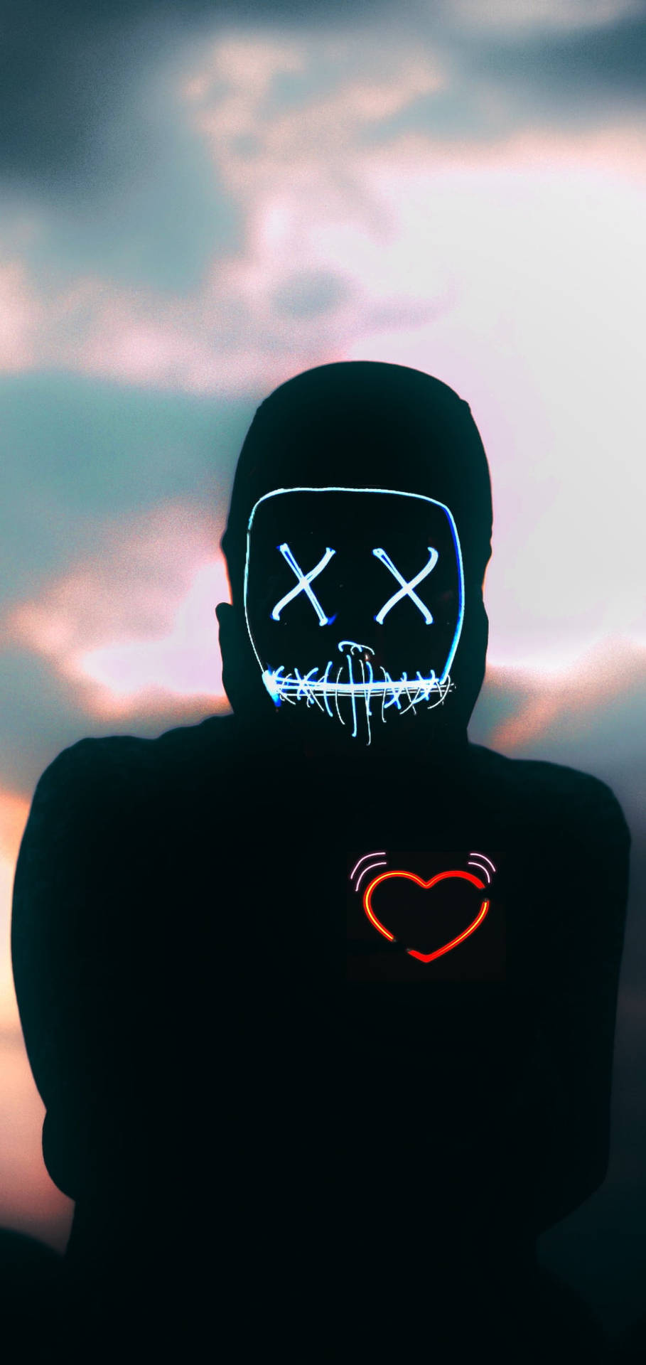 Rensabort Mask Neon Hjärta. Wallpaper