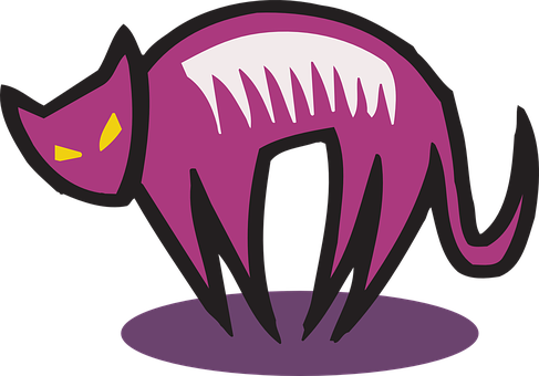 Purple Abstract Cat Illustration PNG