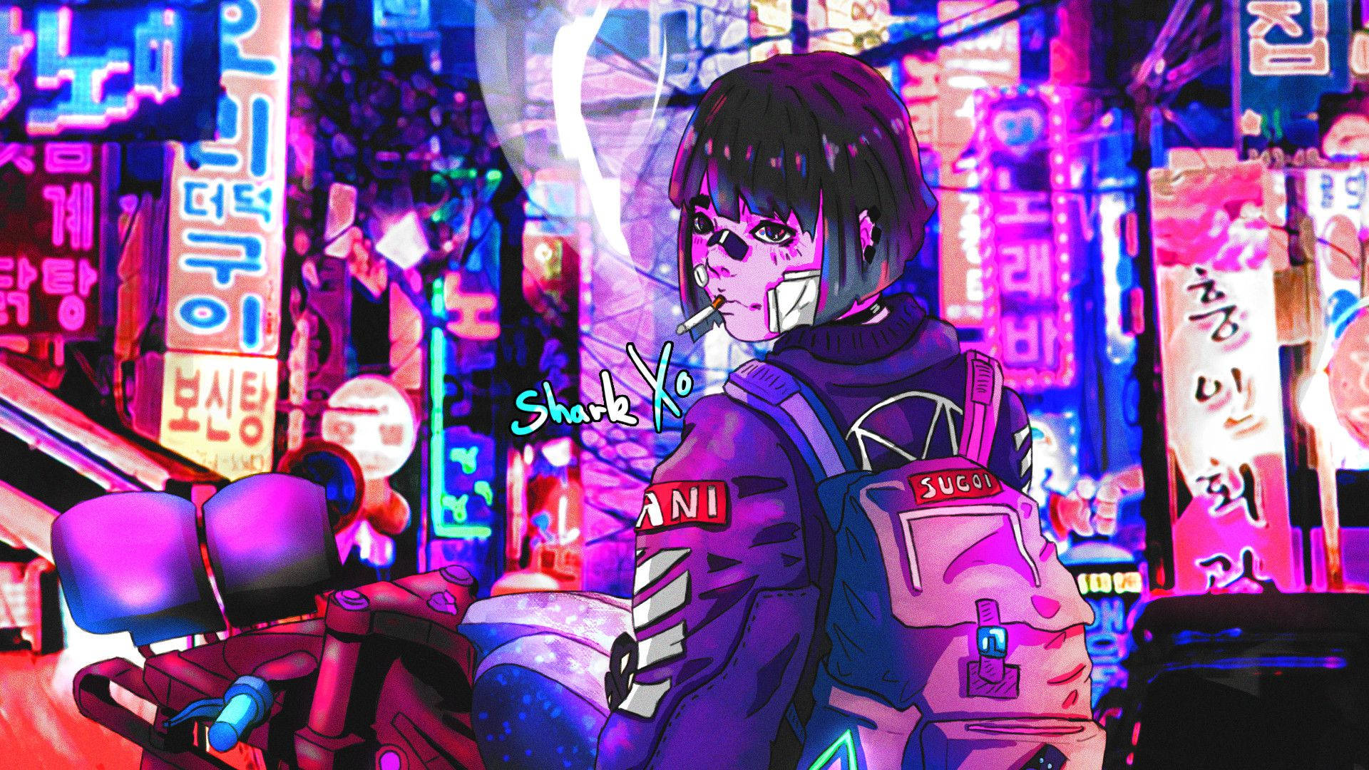 Tokyovaporwave Lila Ästhetik Anime Wallpaper