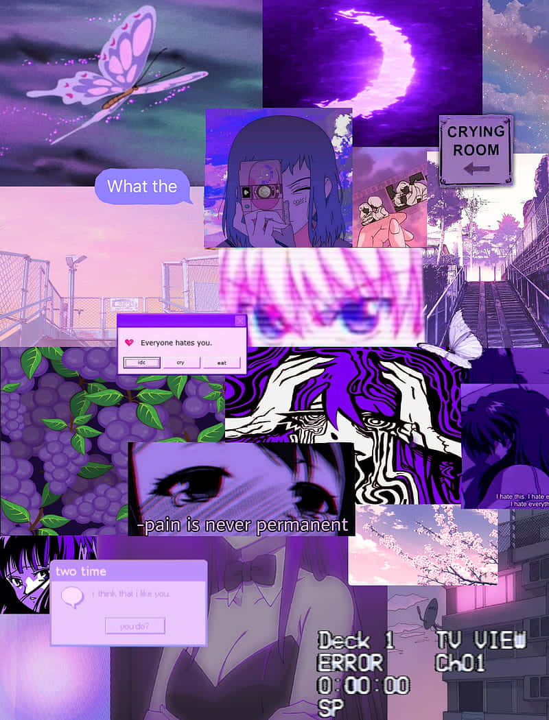 Purple_ Aesthetic_ Anime_ Collage Wallpaper