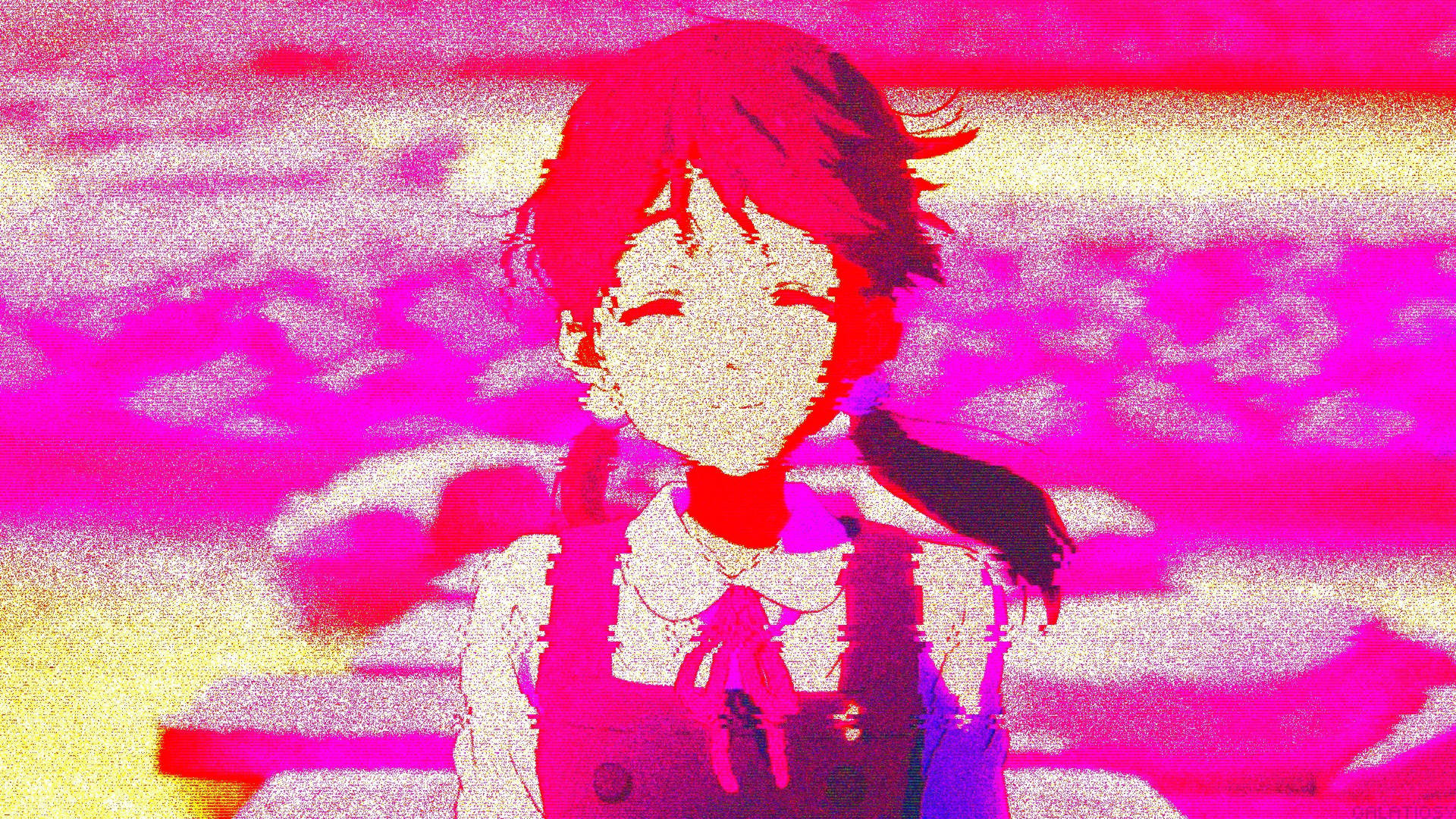 Lilaästhetischer Anime: Tamako Kitashirakawa Lächelt. Wallpaper