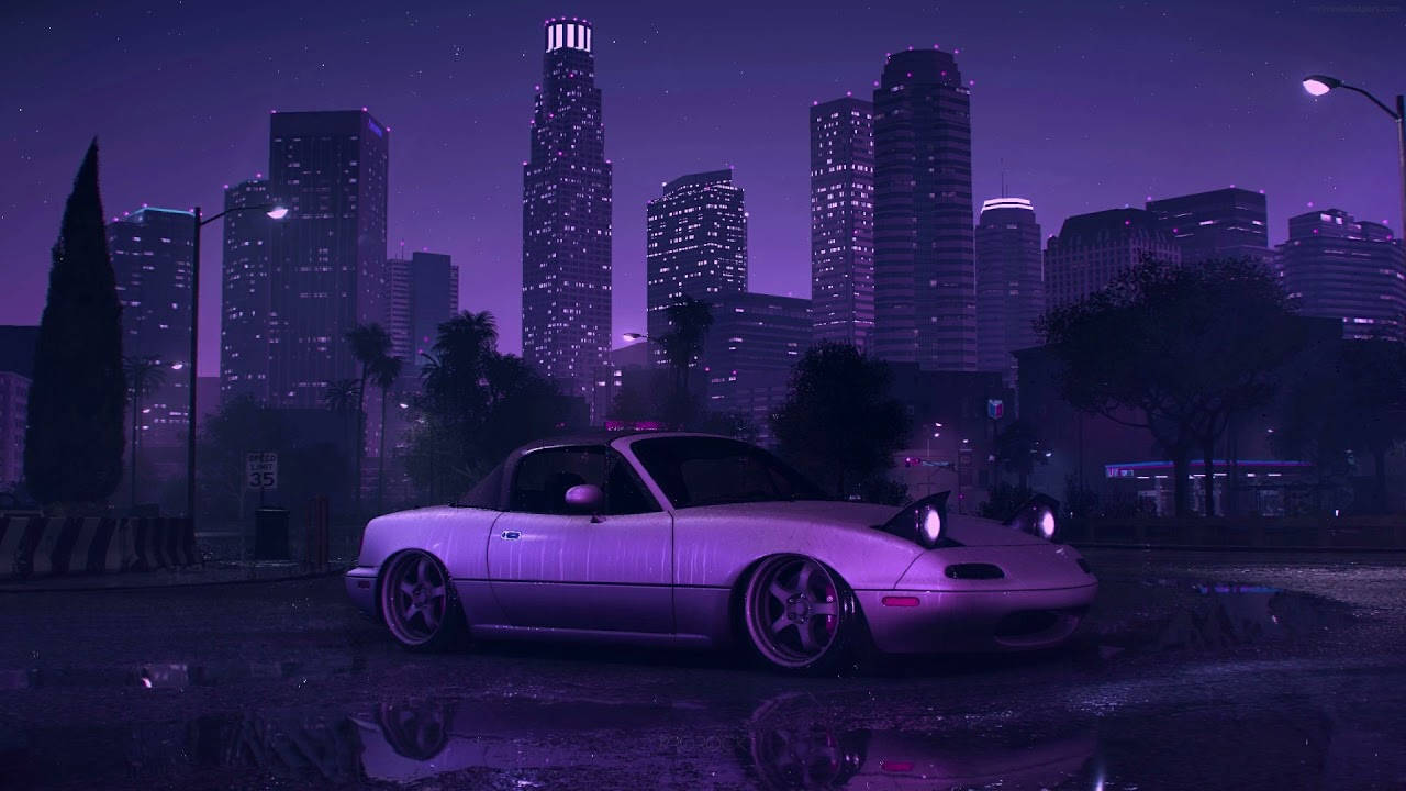 Download Purple Neon Aesthetic Racing Car Wallpaper  Wallpaperscom