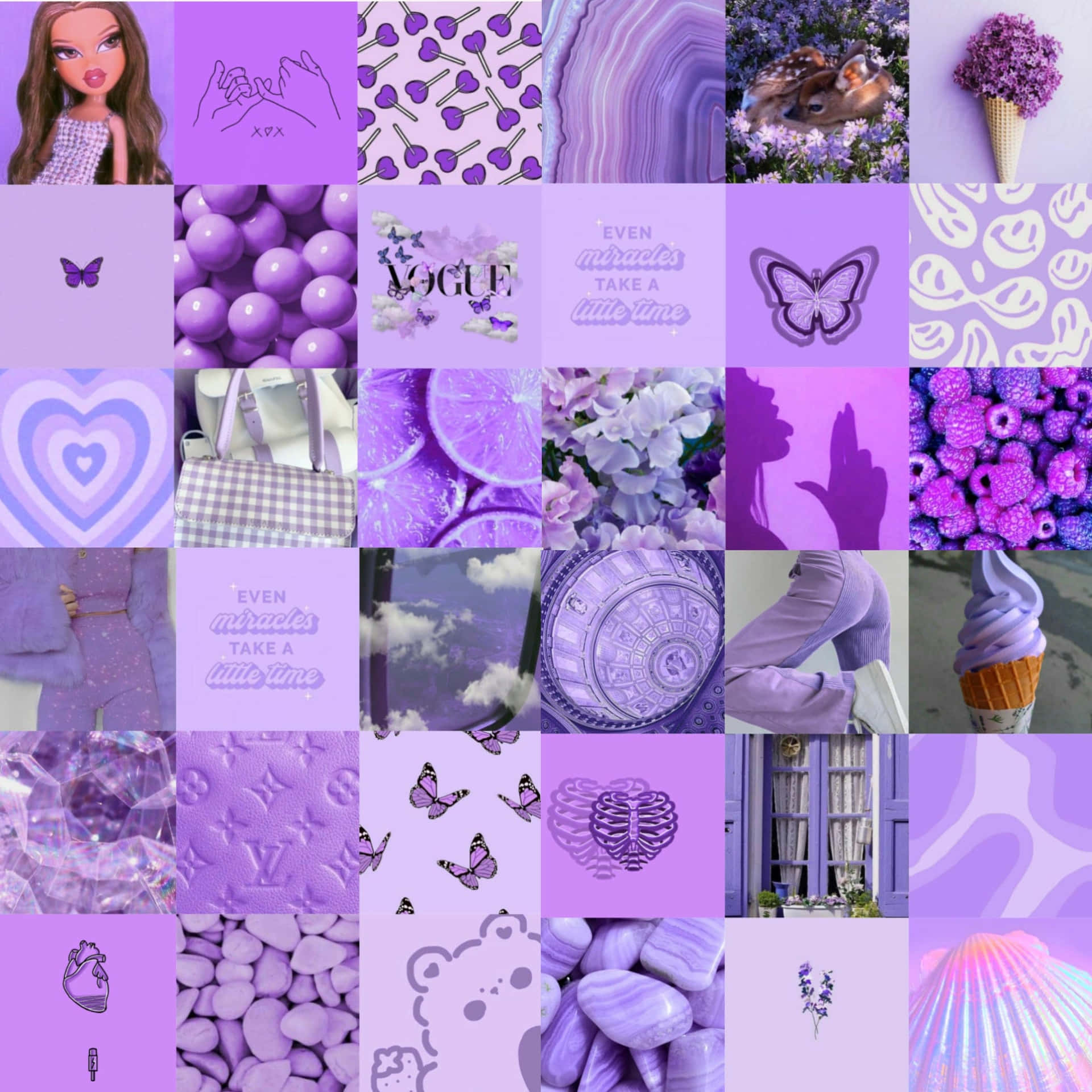 Purple Aesthetic Collage Bratz Fashion Wallpaper