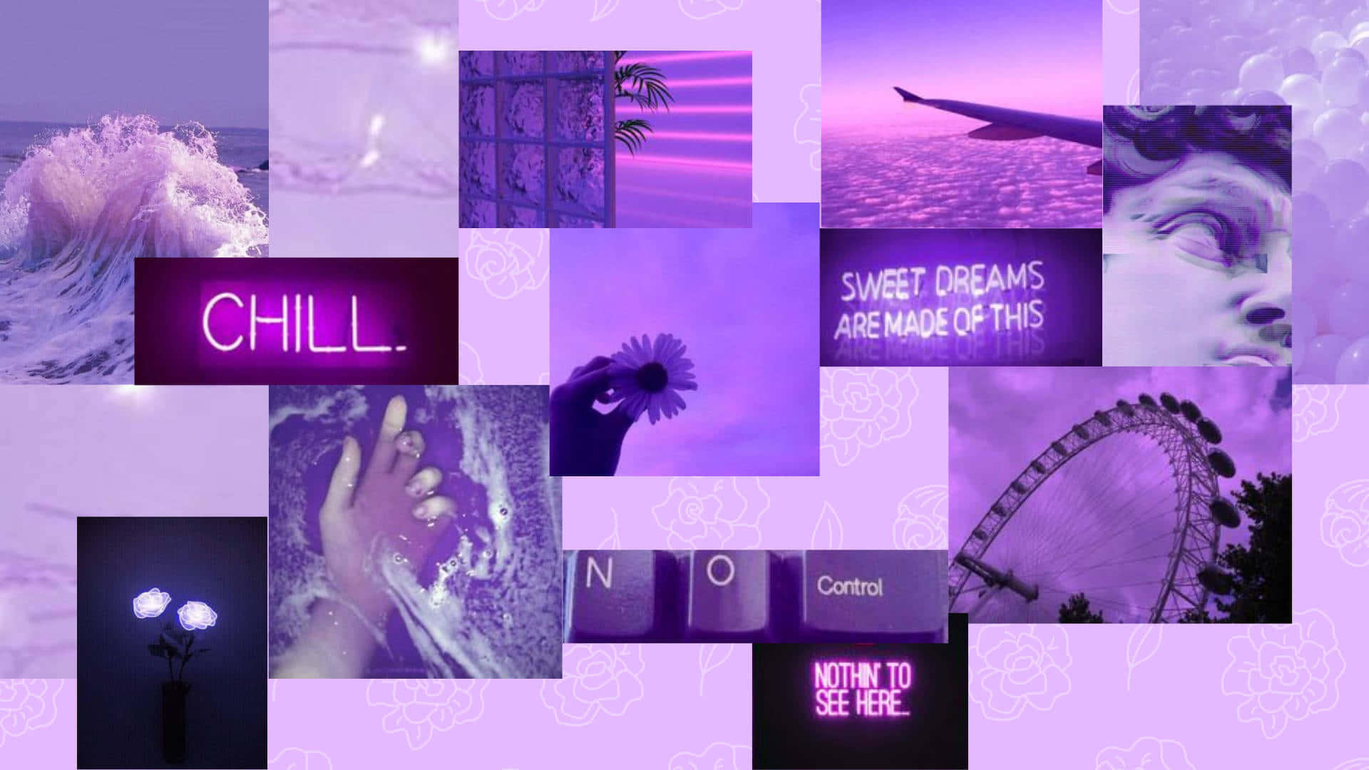 A purple aesthetic collage to set the perfect mood Wallpaper