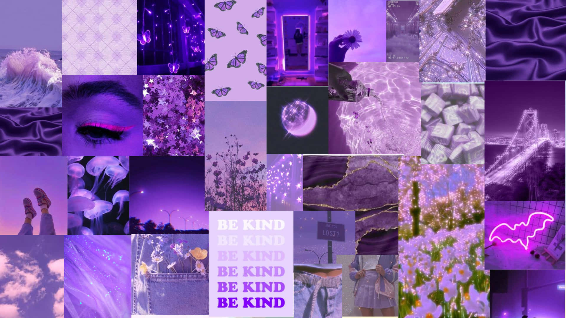 A Vibrant Array of Colors in a Purple Aesthetic Collage Wallpaper