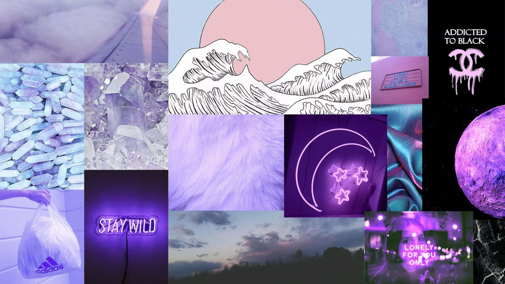 A dreamy purple aesthetic music collage Wallpaper