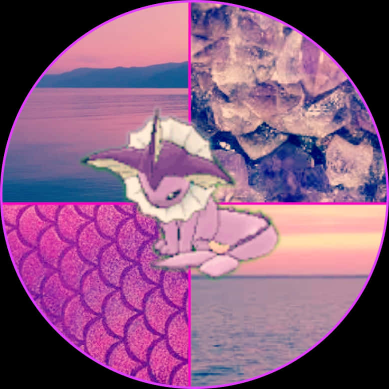 Purple Aesthetic Collage_ Pokemon Nature Elements PNG