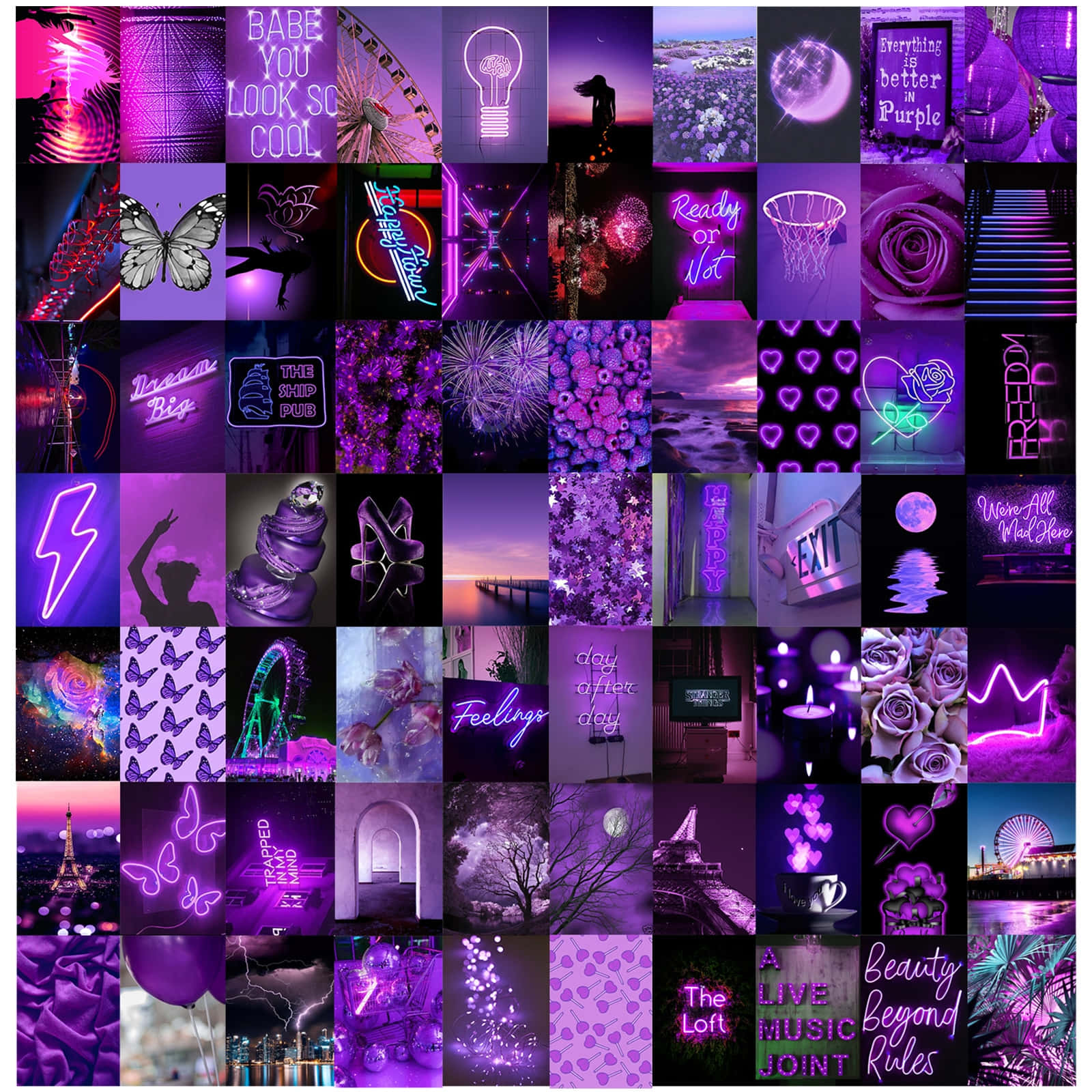 Vibrant Purple Aesthetic Collage Wallpaper