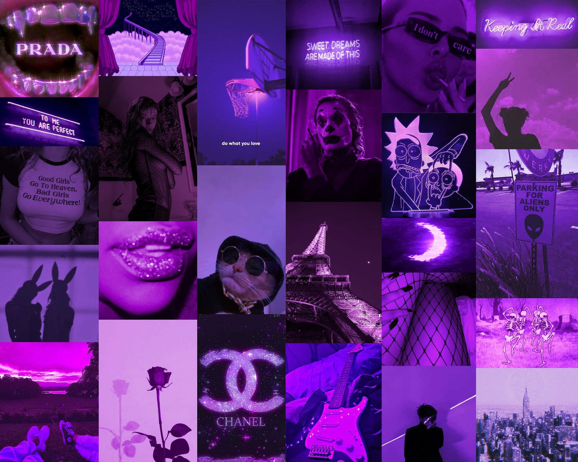 Download An Aesthetic Collage of Art and Nature in Purple