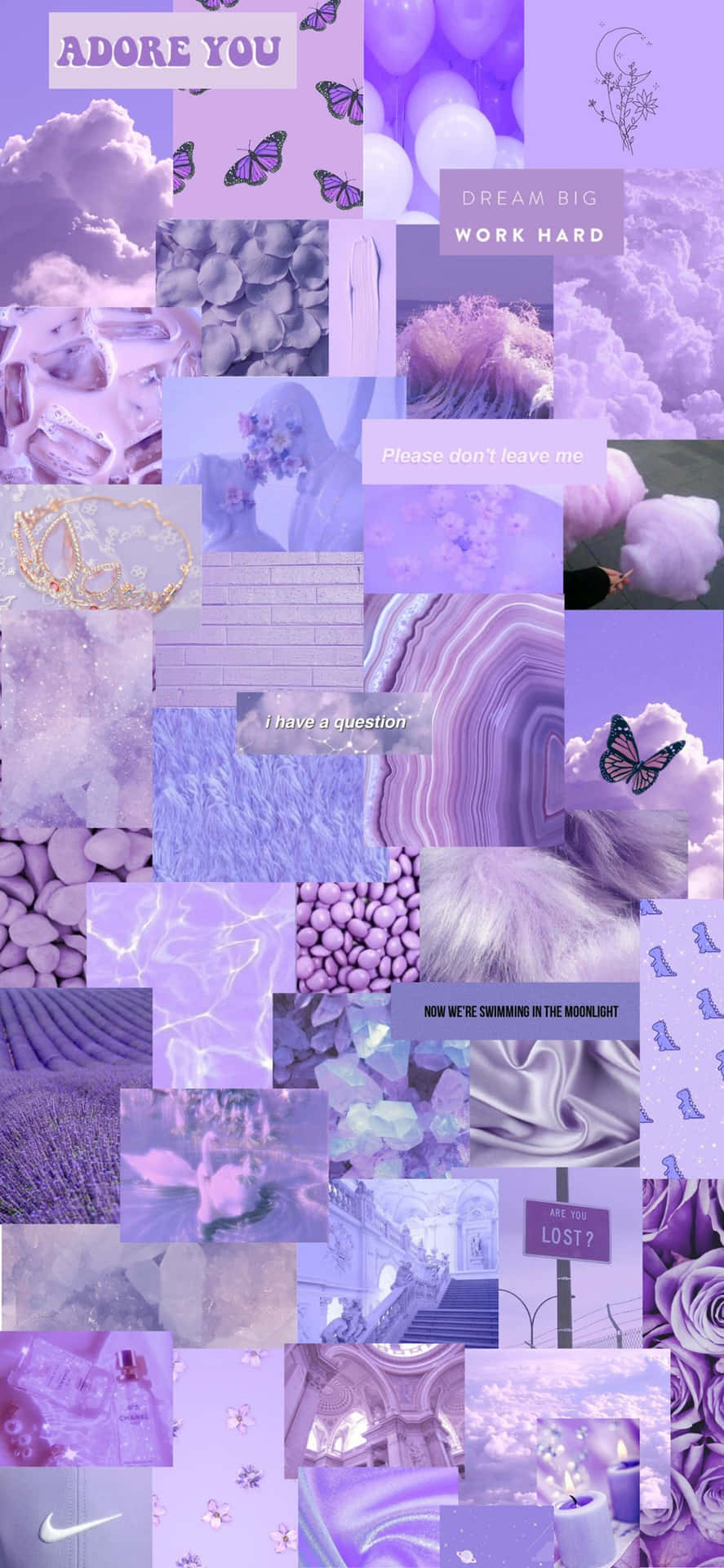 A Collage Of Purple Pictures And Clouds Wallpaper