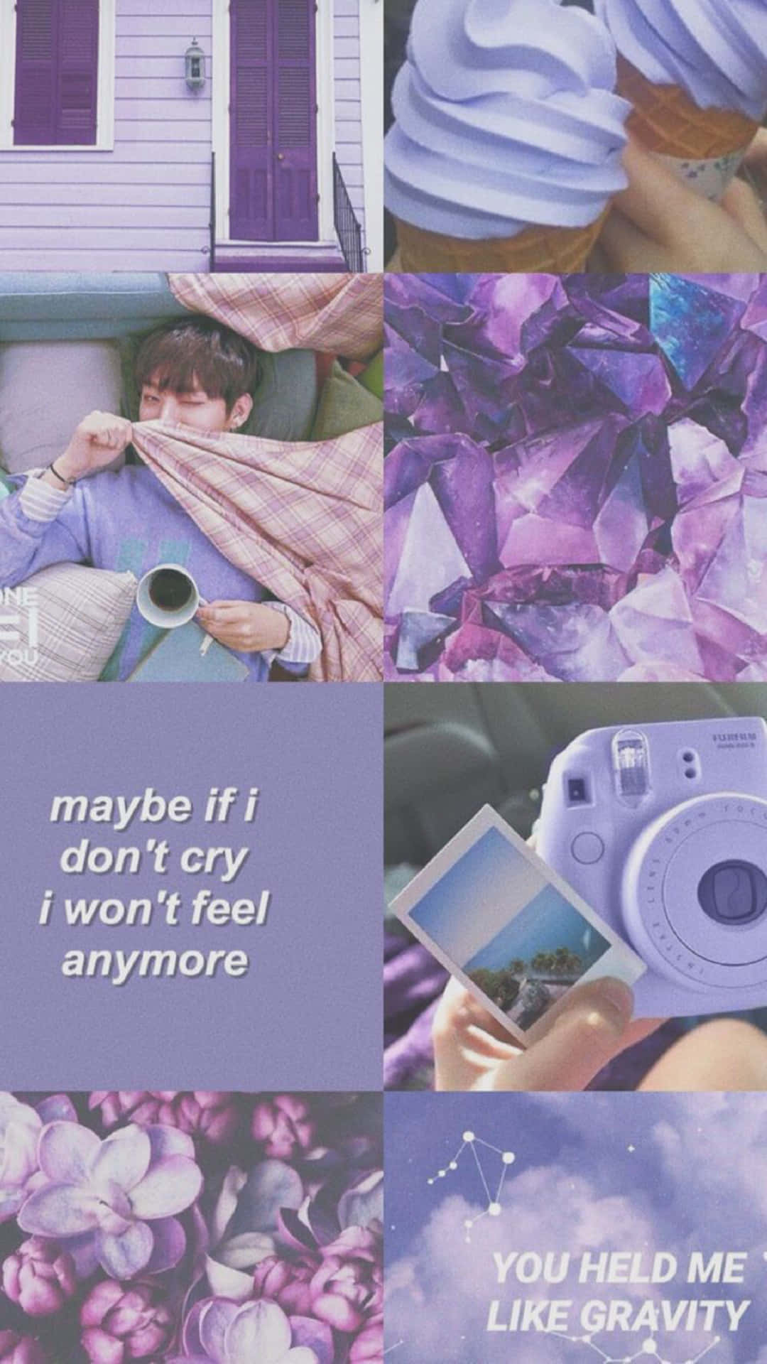 Purple Aesthetic Collage Ong Seongwoo Quotes Wallpaper