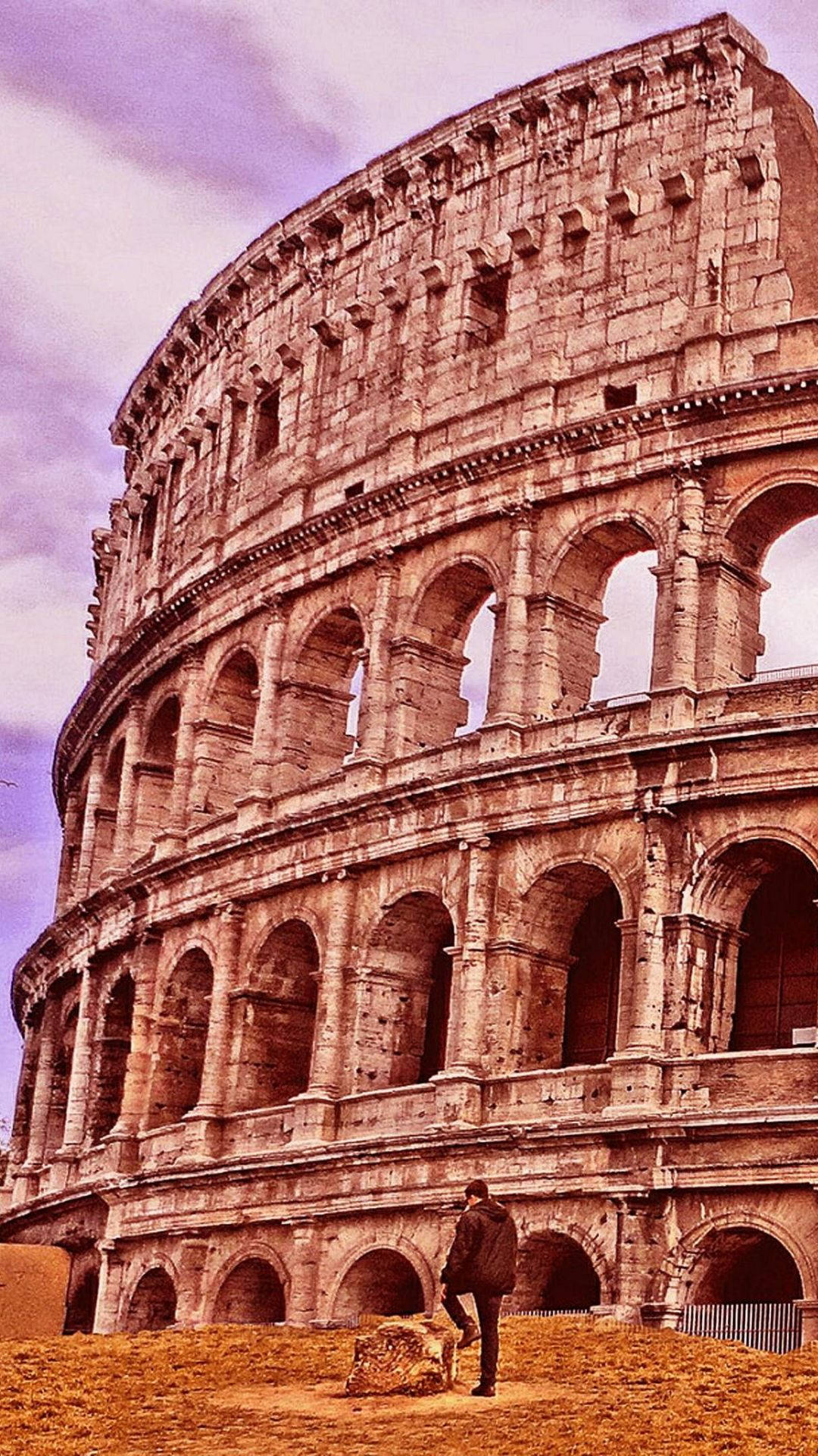 Lilaestetisk Colosseum Ruiner. Wallpaper