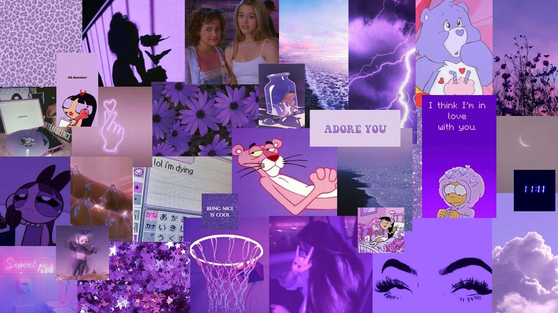 Aesthetic and Grunge Desktop Aesthetic with a Splash of Purple Wallpaper