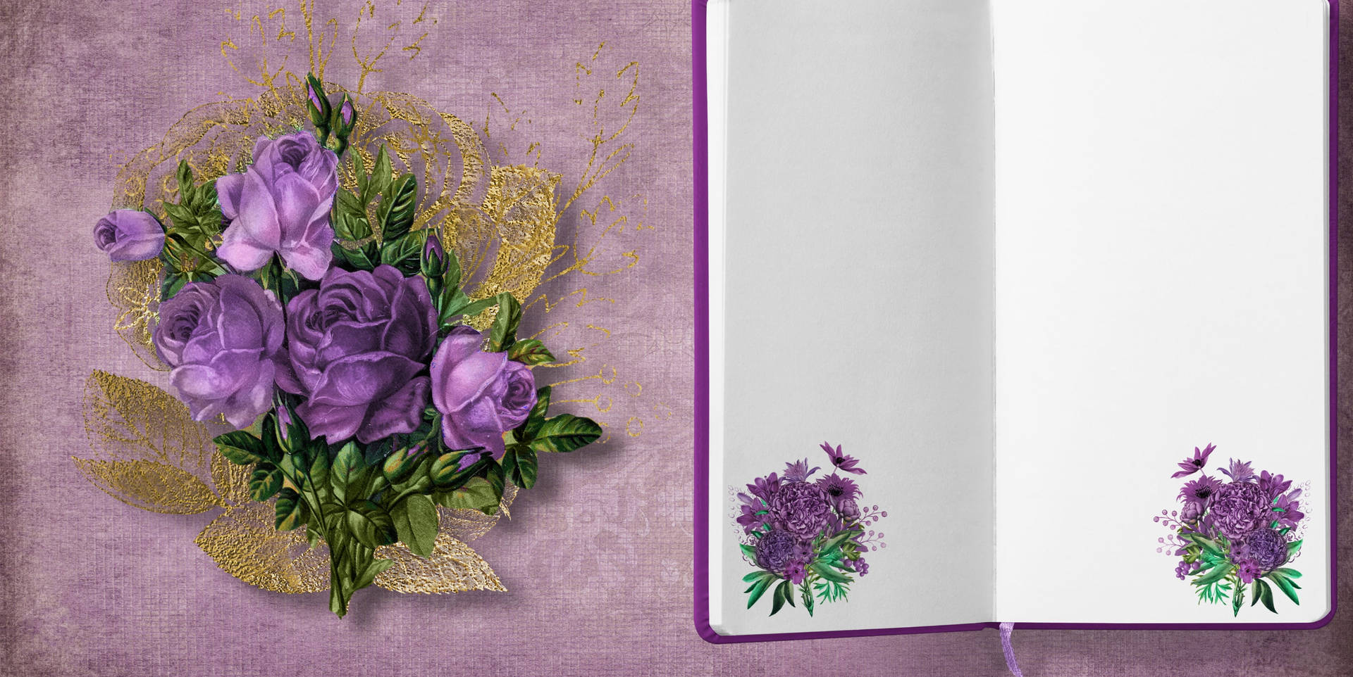 Purple Aesthetic Happy Birthday Flowers Wallpaper