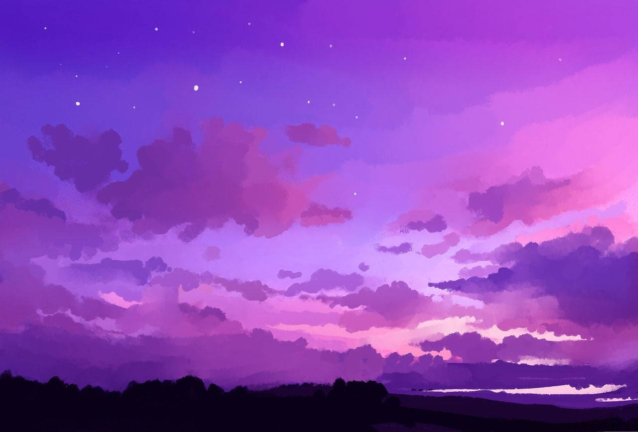 Purple Aesthetic Iphone Background Of Skyline Of Wallpaper