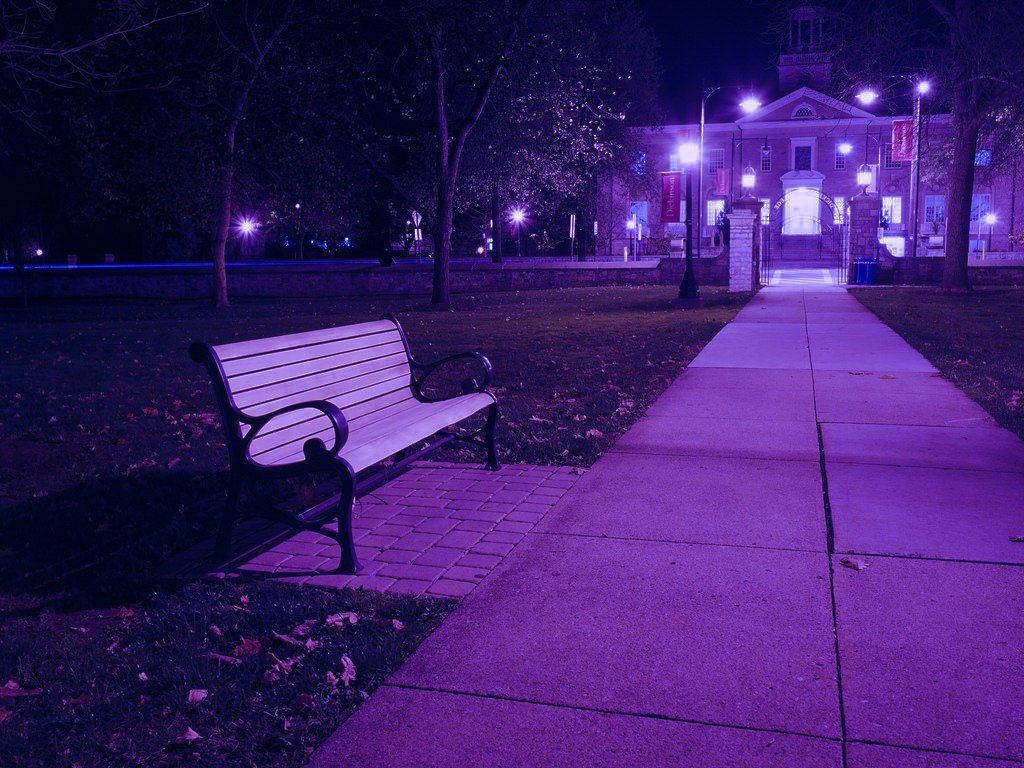 Take a moment to appreciate the beauty of this Purple Aesthetic Park bench. Wallpaper