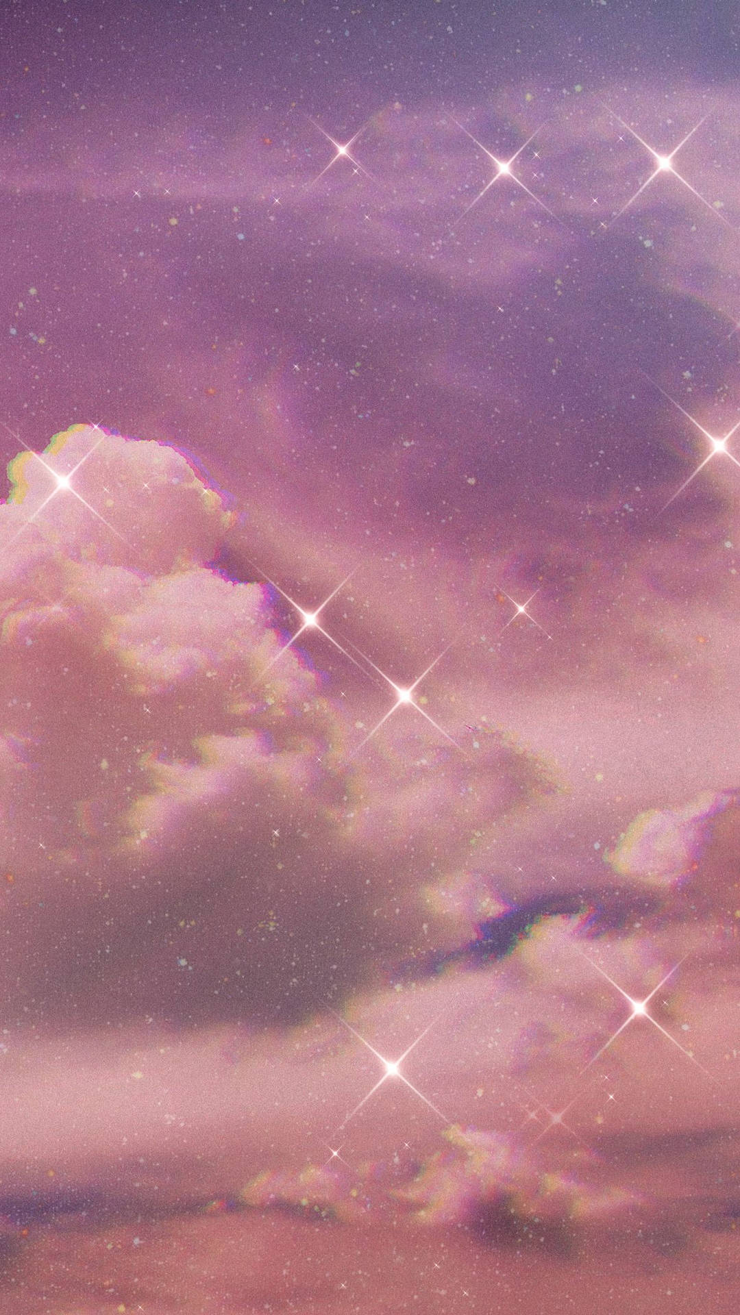 Purple Aesthetic Phone Clouds And Stars Wallpaper
