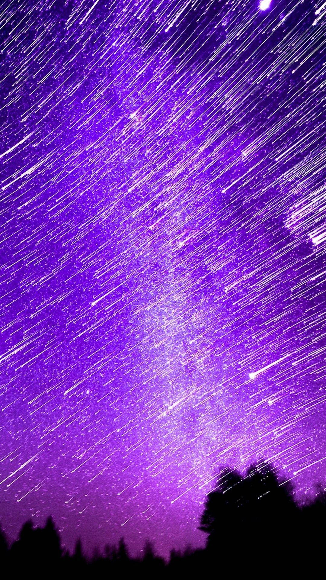 Purple Aesthetic Phone Falling Stars Wallpaper