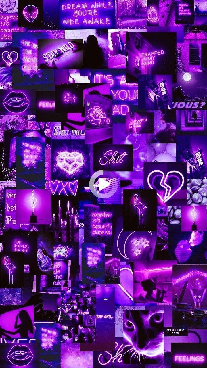 Collage Al Neon Del Telefono Estetico Viola Sfondo