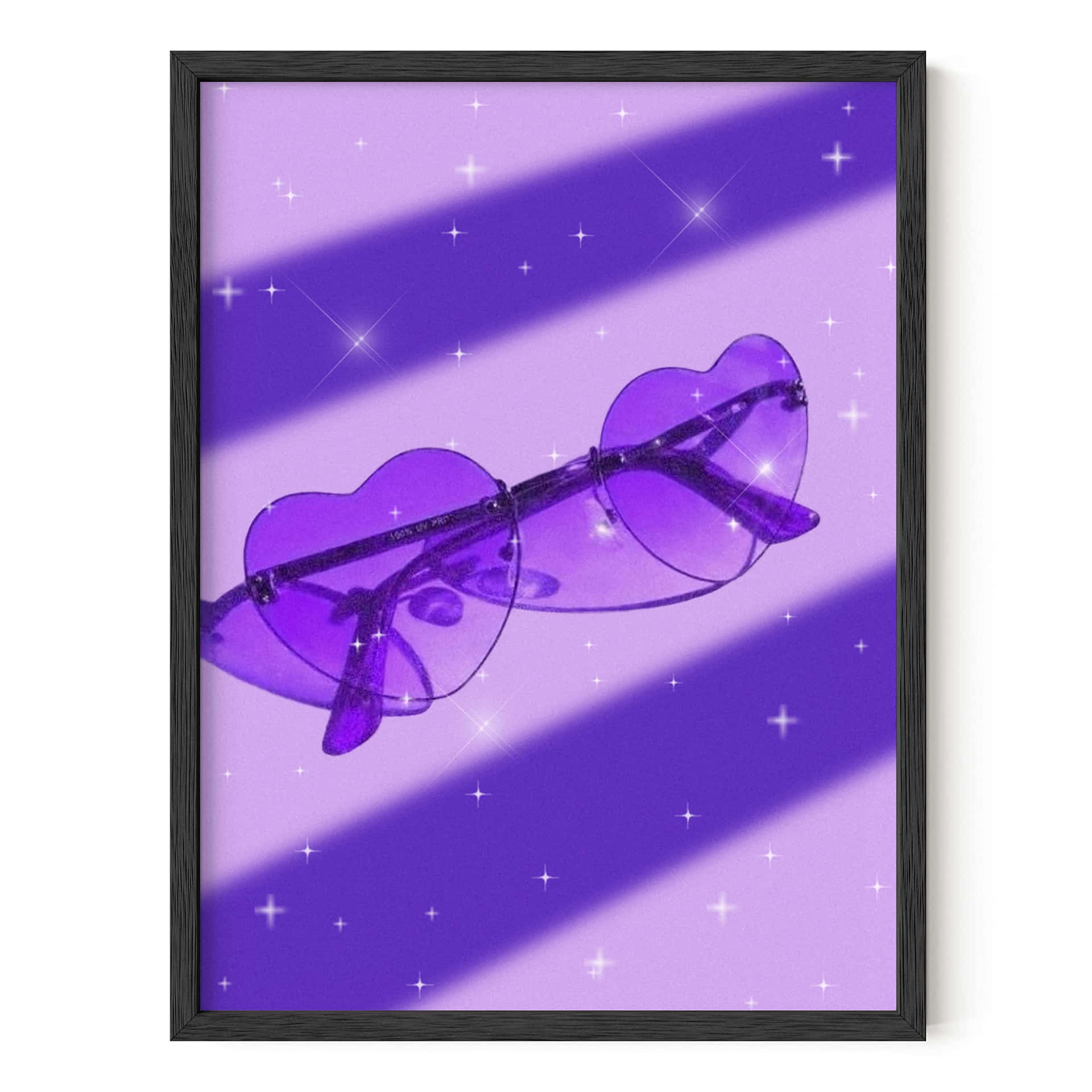 Purple Aesthetic Heart Sunglasses With Sparkles Picture