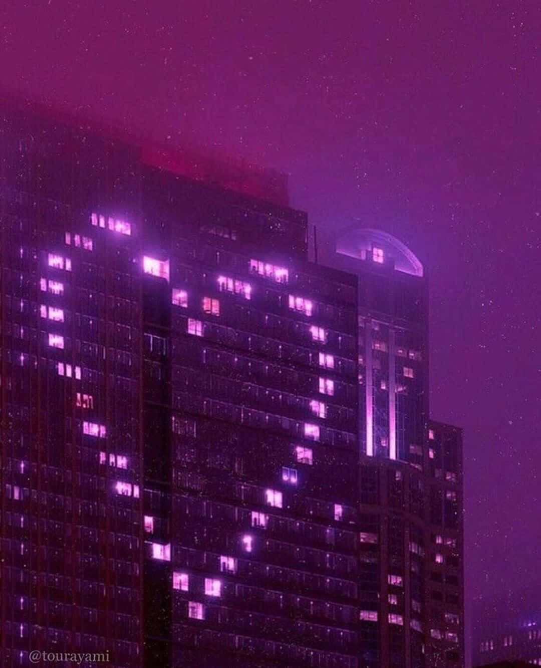 Purple Aesthetic Heart On Building Picture