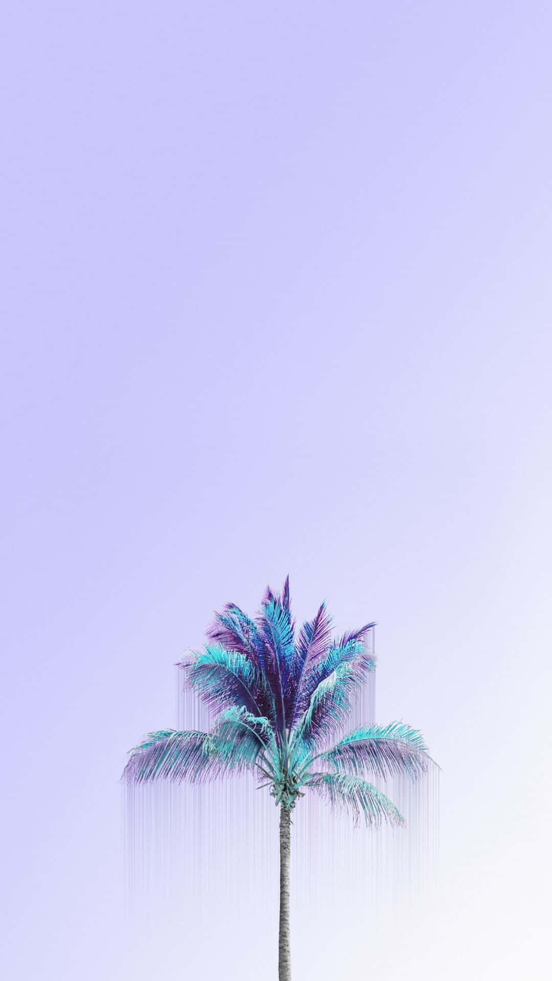 A Palm Tree In A Blue And Purple Background Wallpaper