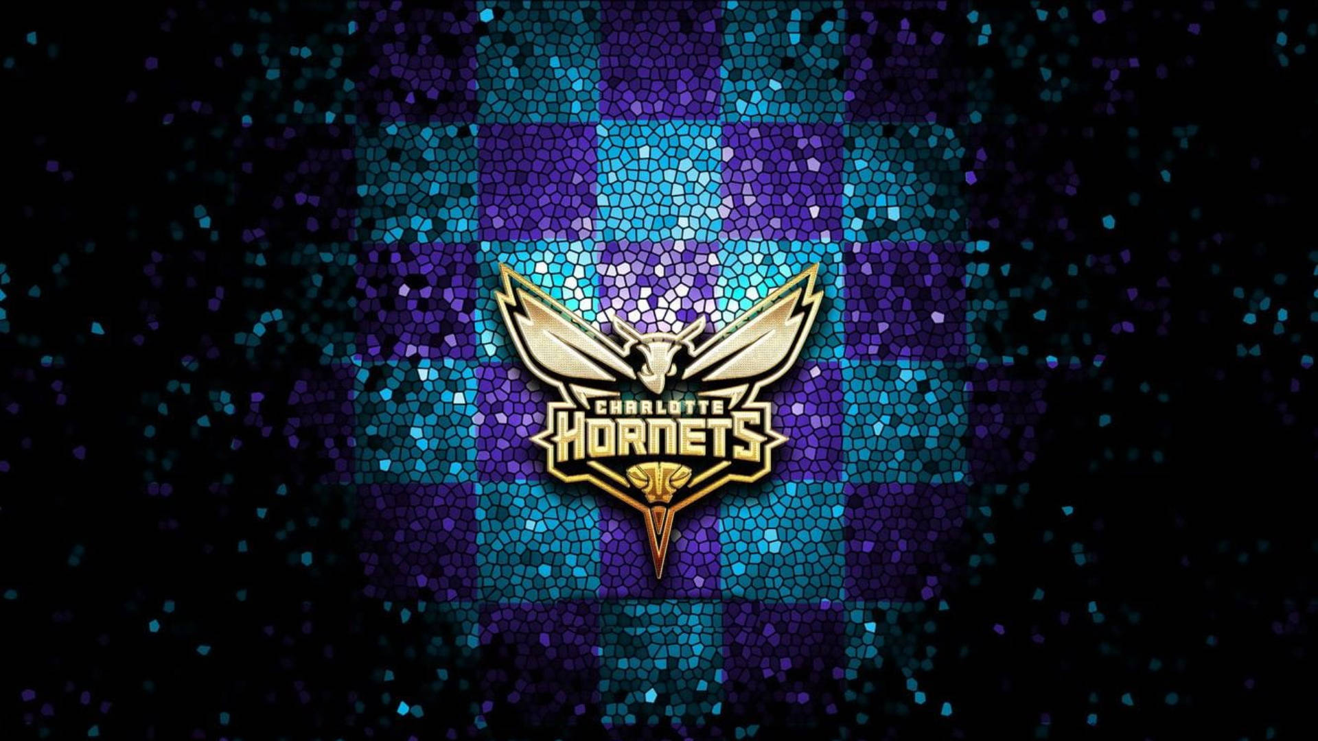 Purple And Blue Checkered Hornets Wallpaper