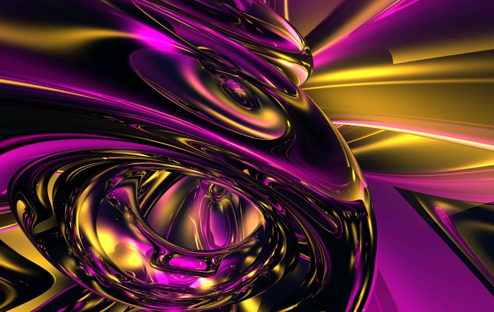 3D Abstract Purple And Gold Background