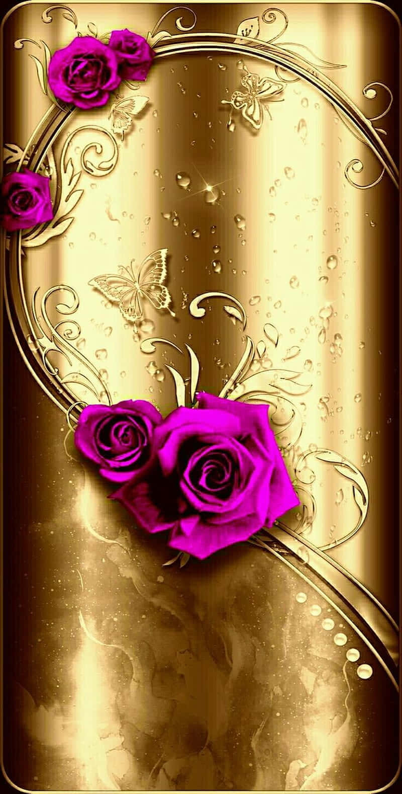 Rose Purple And Gold Background