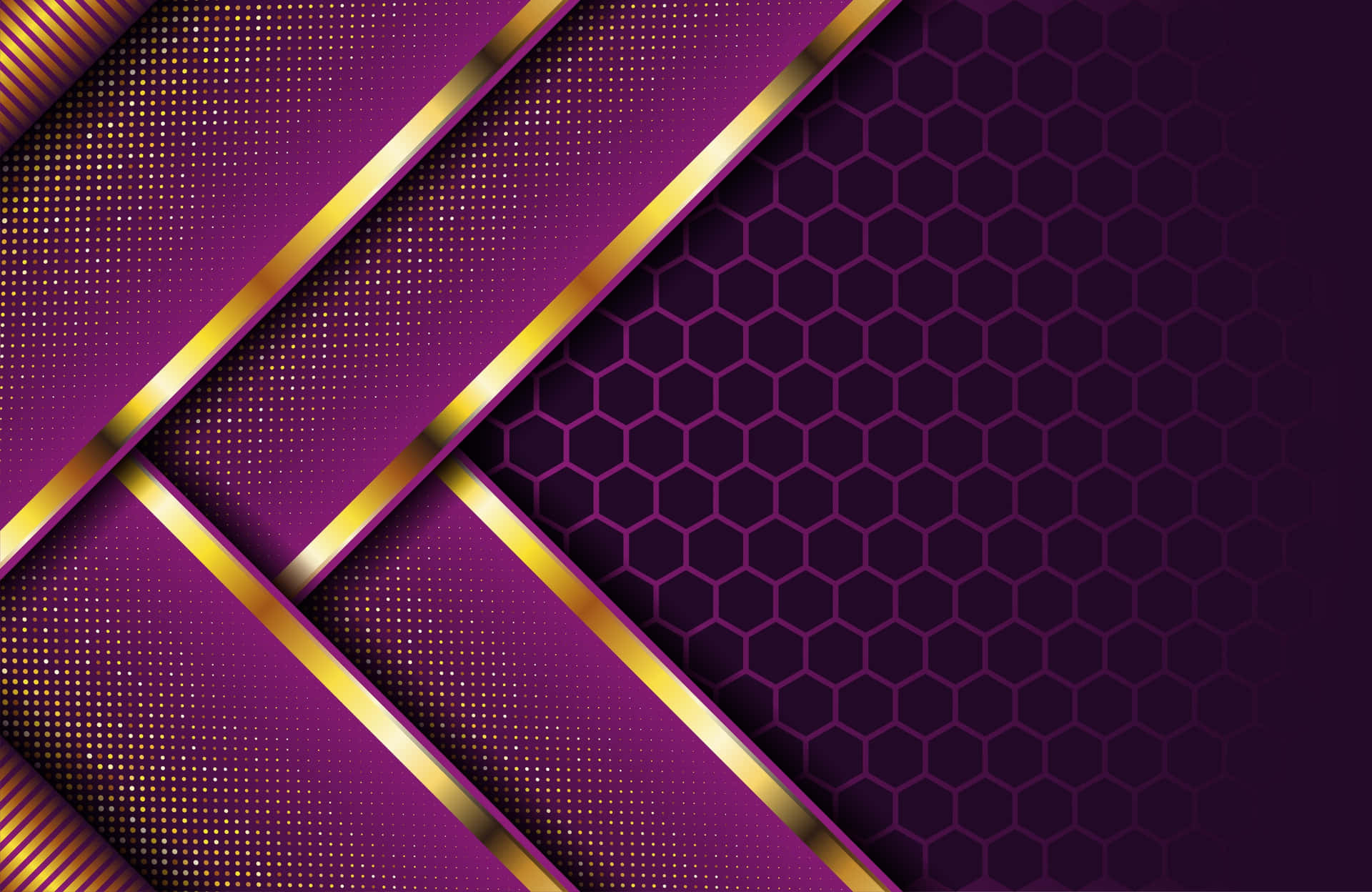 Small Honeycomb Purple And Gold Background